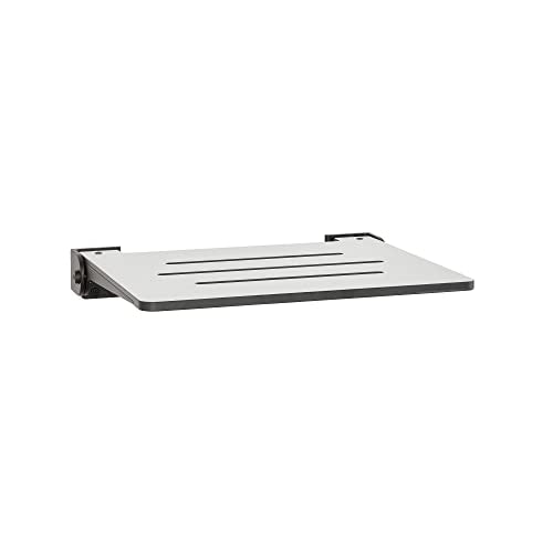 Seachrome 18 inch Silhouette Slimline Folding Wall Mount Shower Bench Seat, Light Gray Seat with Matte Black Frame - color: Light Gray With Matte Black Frame