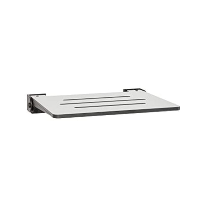 Seachrome 18 inch Silhouette Slimline Folding Wall Mount Shower Bench Seat, Light Gray Seat with Matte Black Frame - color: Light Gray With Matte Black Frame