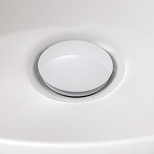 Solid Brass White Color Bathroom Faucet Sink Drain Stopper Vessel Vanity Pop Up Drain Without Overflow | Solid Drain Stopper White Color Bathroom Assembly Fits 1.57 to 2.36 Inch Sink Openings with 1-1/4 Inch Large Cap And Basket - size: Without Overflow