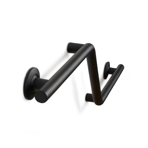 Bathroom Grab Bar, 38 inch Stainless Steel, Right Handed Zuma Bar, 1.25 inch Diameter, Handicap Grab Bar, Safety Rail, Matte Black - color: Matte Black, style: Right-Hand