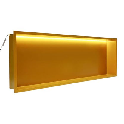 Led Light Shower Niche, 36" X 12" Shower Insert Niche with Lighting, Recessed Wall Shelf for Bathroom Storage, Horizontal Niches Waterproof No Tile Need (Gold)