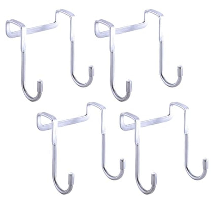 Over Cabinet Door Hook & Wardrobe Door Hook, Stainless Steel Hanging Hooks for Towels, Bags, Clothes – Bathroom Door Hooks for Towels, Kitchen Cabinet Hooks, Wardrobe Hooks, Dorm Room Hangers (4PCS)
