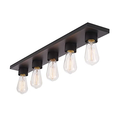 Globe Electric 5-Light Vanity Light, Matte Black, Modern Glam, Bathroom Fixture, Horizontal Vertical Mount, 52088