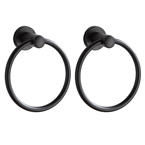 BGL Black Bathroom Towel Holder Black Towel Ring Stainless Steel Towel Ring for Bathroom 2 Pack - color: Matte Black(2 Pack)