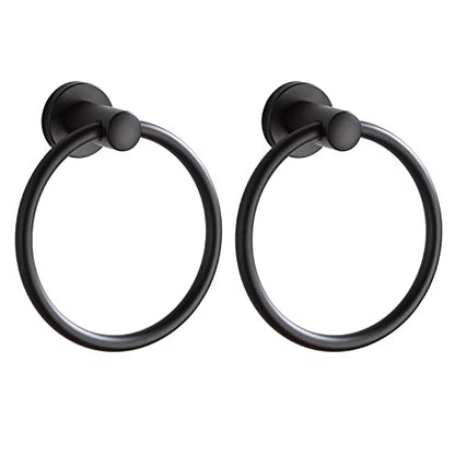 BGL Black Bathroom Towel Holder Black Towel Ring Stainless Steel Towel Ring for Bathroom 2 Pack - color: Matte Black(2 Pack)