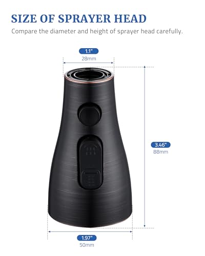 Kitchen Faucet Head Replacement, 15 Adapters, 3-Mode Pull Down Sprayer Head | 3 Functions Stream Spray Pause, Easy to Install, Pull Out Nozzle, Oil Rubbed Bronze, Compatible with Moen Delta Hansgrohe - color: Oil Rubbed Bronze