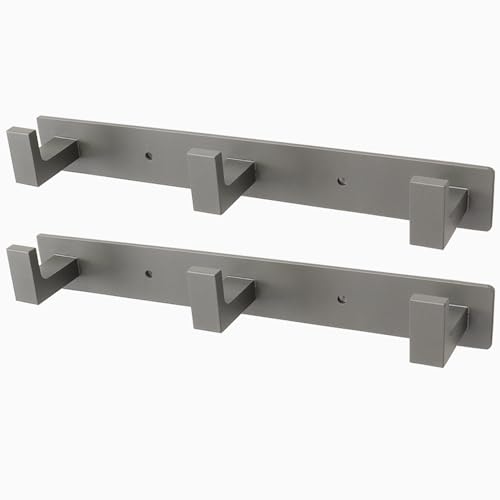 Coat Rack, Heavy Duty Stainless Steel 3 Tri Coat Hook Hanger, Wall Mounted Wall Hooks, Rustic Clothes Hook/Key Hook Rail for Bathroom Kitchen Entryway(2 Pack, 3 Hook Grey) - color: Gray, size: 3 Hook-2 Pcs