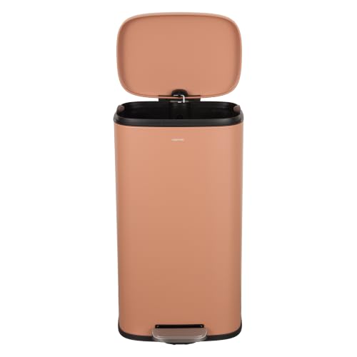 happimess Curtis 8 Gal Step Trash Can Soft Close 25", Clay Rose | Iron Construction, Satin Finish, Removable Liner, Steel Pedal, 20 Trash Bags Included, Kitchen Office Bin - color: Clay Rose