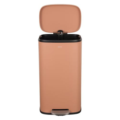 happimess Curtis 8 Gal Step Trash Can Soft Close 25", Clay Rose | Iron Construction, Satin Finish, Removable Liner, Steel Pedal, 20 Trash Bags Included, Kitchen Office Bin - color: Clay Rose