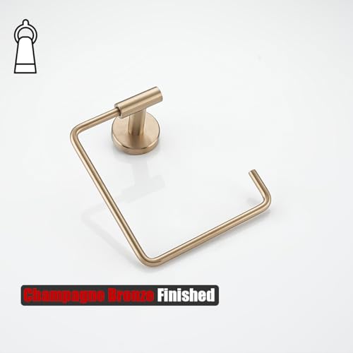 JQK Towel Ring Champagne Bronze, Stainless Steel Square Ring Towel Holder for Bathroom, 6 Inch Wall Mount, TR140-CB - color: Champagne Bronze