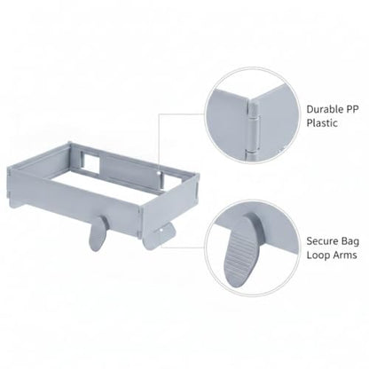 Foldable Wall-Mounted Trash Bag Holder for Cabinet Doors, Space-Saving PP Plastic Garbage Bin Rack for Kitchen & Bathroom Waste Disposal, Gray