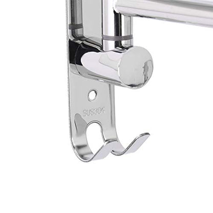 4 Rods Swivel Towel Rack, 13.8inch Stainless Steel Swing Out Towel Holder Wall Mounted Towel Holder with Hook for Kitchen, Bathroom, Outdoor