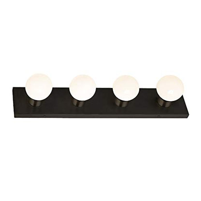 Design House Vanity Lights, 4 Linear Lights, Dimmable, Horizontal or Vertical Use, Uses (4) 60W Bulbs, for Bathroom/Makeup Vanity, Matte Black, 24.0. in. L x 4.33 in. H x 2.0 in. D, 588574-BLK - color: Matte Black