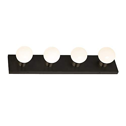 Design House Vanity Lights, 4 Linear Lights, Dimmable, Horizontal or Vertical Use, Uses (4) 60W Bulbs, for Bathroom/Makeup Vanity, Matte Black, 24.0. in. L x 4.33 in. H x 2.0 in. D, 588574-BLK - color: Matte Black