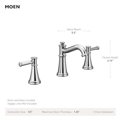 Moen Belfield Matte Black Two-Handle Widespread Bathroom Faucet Trim Kit, Valve Included, TV6405BL - color: Matte Black
