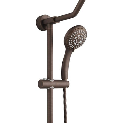 PULSE ShowerSpas Kauai III Oil-Rubbed Bronze Rain Shower Head with Handheld Spray - 1.8 GPM, 8" Showerhead, 5-Function HandShower, Adjustable Slide Bar - Shower Heads with Handheld Spray Combo - color: Oil Rubbed Bronze, size: 1.8 Gallon Per Minute