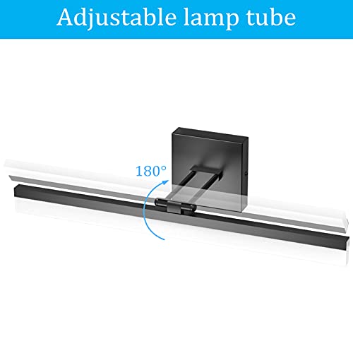 Ralbay 24" LED Modern Black Vanity Light 14W Adjustable Matte Black Bathroom Vanity Light Modern LED Bathroom Vanity Light Fixtures Over Mirror (6000K Cool White Light) - color: Black, size: 24 inch