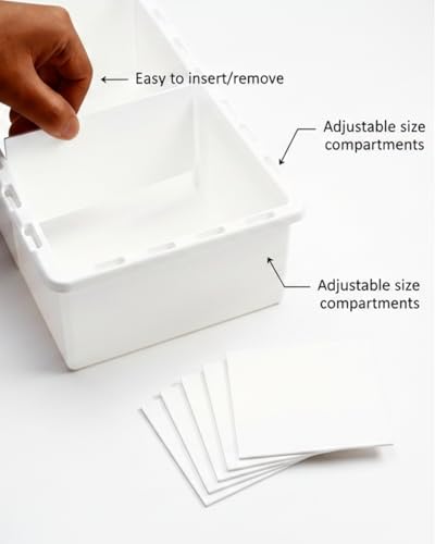 Deep Drawer Organizer, Expandable Storage Trays with Adjustable Dividers, 18.11” White Plastic Storage Tray for Office Supplies, Kitchen,Bathroom,Junk & Tool Drawers, Makeup - 2 Pack