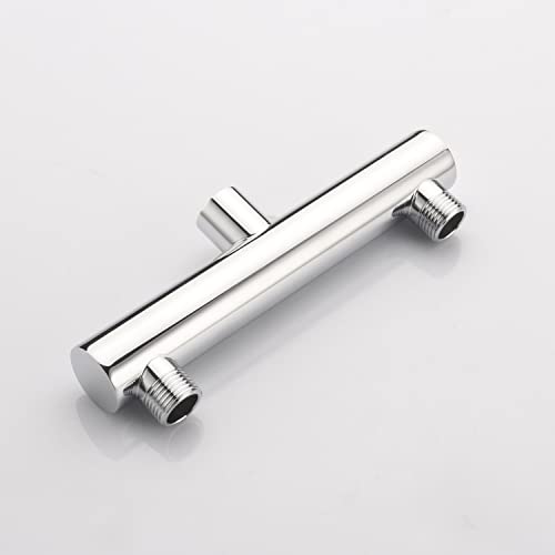 Dual Shower Head Manifold with Brass Shut Off Valve for 2 Fixed Shower Head Showering System Double Sprayer Manifold, Chrome - color: Chrome