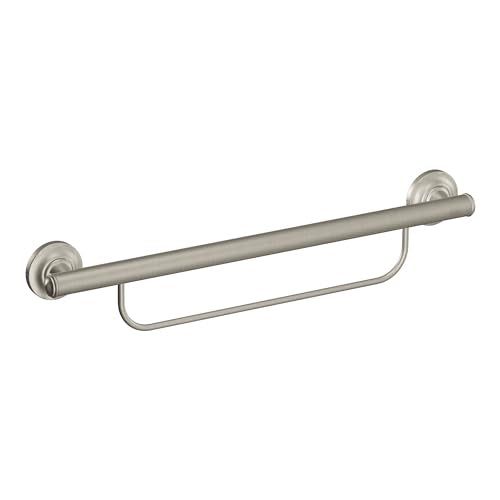 Moen LR2350DBN Bathroom Safety 24-Inch Grab Bar with Convenient Towel Bar, Brushed Nickel