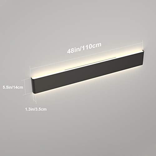 Ralbay LED Modern Bathroom Vanity Light 43.3"/35W Up and Down Matte Black LED Vanity Light for Bathroom Wall Light Fixtures - color: Black-Natural White, size: 43.3 inch
