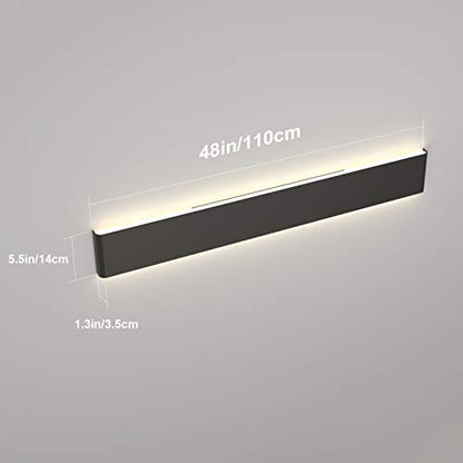 Ralbay LED Modern Bathroom Vanity Light 43.3"/35W Up and Down Matte Black LED Vanity Light for Bathroom Wall Light Fixtures - color: Black-Natural White, size: 43.3 inch