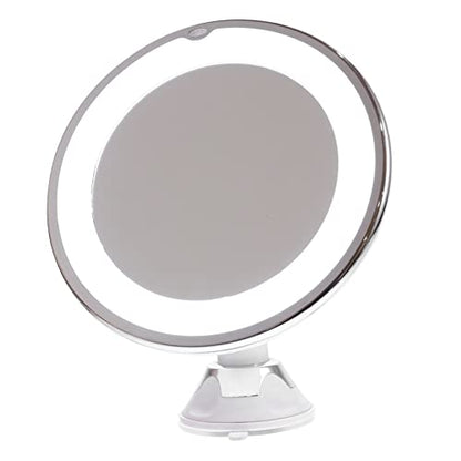 Ipetboom 10X Magnifying LED Makeup Mirror with Suction Cup Portable Lighted Vanity Mirror for Bathroom and Travel for Cosmetics Application and Grooming - size: 17x17cm