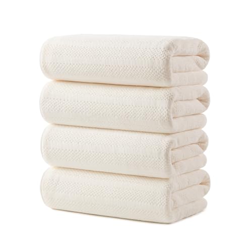 ecolook Microfiber Bath Towels Set of 4, 31 x 63 Inch Extra Large Bath Towel Set, Super Soft & Highly Absorbent, Quick Dry Lightweight Towels for Bathroom, Gym, Spa, Pool & Travel, Beige - color: Beige, size: 4 Pack Bath Towel