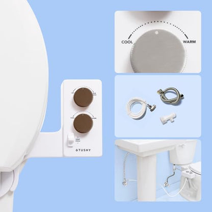 TUSHY Spa 3.0 Cool to Warm Water Bidet Attachment, Bronze | Universal Fit, Easy Install, Self-Cleaning, Adjustable Pressure and Angle Control, Sink Access Required Within 6 Feet - color: White/Bronze, style: Warm Water Optional