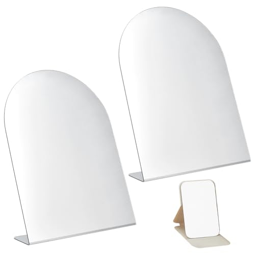 WADORN 2Pcs Counter Top Desk Mirror, Freestanding Table Desktop Mirrors with 1Pc Mini Flip-top Mirror Sets Acrylic Single Sided Vanity Desk Glass for Valentine's Day Home Tabletop Dorm Makeup Shaving,