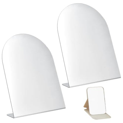 WADORN 2Pcs Counter Top Desk Mirror, Freestanding Table Desktop Mirrors with 1Pc Mini Flip-top Mirror Sets Acrylic Single Sided Vanity Desk Glass for Valentine's Day Home Tabletop Dorm Makeup Shaving,