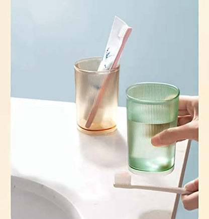 Unbreakable Cup, Bathroom Tumbler, Plastic Toothbrush Holder, Tumbler Cup, Bathroom Cups,Makeup Brush Holder,Set of 2 Reusable Drinking Glasses. - color: Clear Green and Clear Yellow