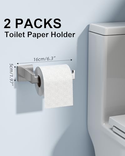 10-Piece Brushed Nickel Bathroom Hardware Set with 16" Towel Bar, Toilet Paper Holder, Towel Rings & Robe Hooks, Stainless Steel Square Bathroom Accessories Kit Wall Mounted - color: Brushed Nickel-16inch