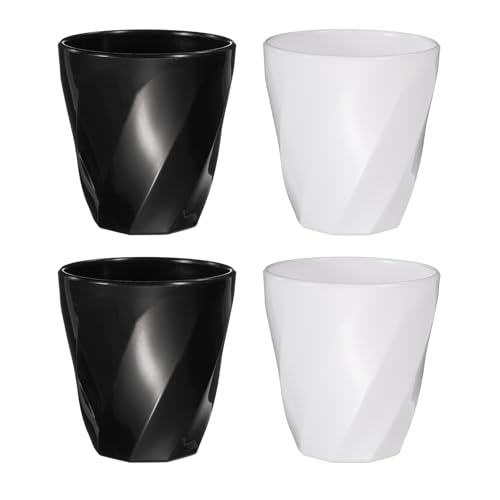 uxcell 4 Pcs Simple Toothbrush Cup, 13.5 OZ Reusable Bathroom Tumbler, 2.2 x 3.5 Unbreakable Plastic Cups for Storing Toothpaste Makeup Brush Holder Water Beverages Combs, Black/White - color: Black/White