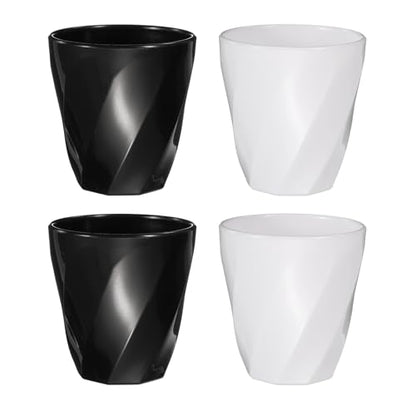 uxcell 4 Pcs Simple Toothbrush Cup, 13.5 OZ Reusable Bathroom Tumbler, 2.2 x 3.5 Unbreakable Plastic Cups for Storing Toothpaste Makeup Brush Holder Water Beverages Combs, Black/White - color: Black/White
