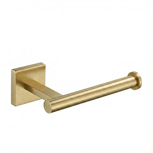 Wall-Mount Toilet Paper Holder, Open Arm, Brushed Gold | SUS304 stainless steel, screw mount, fits standard, large and mega rolls, concealed caps, mounting hardware included - color: Brushed Gold
