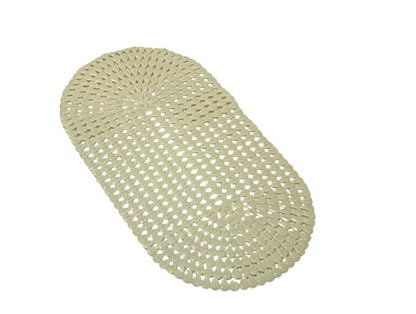 Luxury Oval Bath & Shower Mat 27" x 15" – Non-Slip PVC Bath Mat with Secure Suction Cups, Pear Diamond Design, Modern Bathroom Safety – Dependable Industries (Beige) - color: Beige
