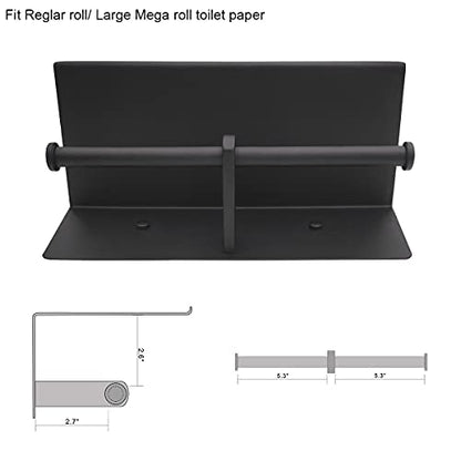 GZILA Double Toilet Paper Holder with Shelf Matte Black Wall Mounted, Dual Large Rolls Tissue Holder Multipurpose TP Dispenser, SUS 304 Stainless Steel - color: Matte Black