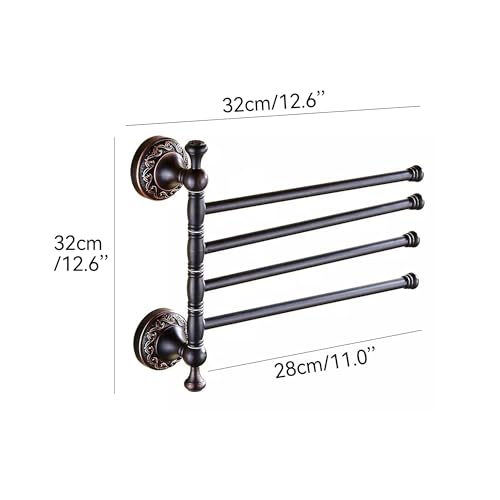 Oil Rubble Bronze Brass Foldable Towel Rack, Wall Mounted Black Bathroom Hardware Accessories,Pattern Carving Design - color: Folding Towel Bar