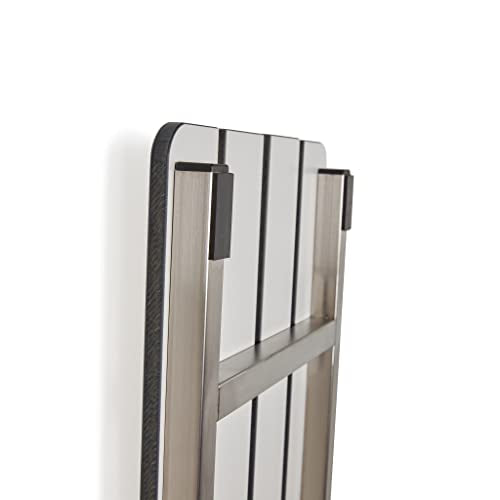 Hermosa 32" x 13.5" Back Wall-Mount Folding Phenolic White Tub Seat with 3" Slats - color: Phenolic White