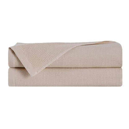 100% Turkish Cotton Dual-Sided Waffle and Terry Towel Set - Ultra Absorbent, Soft & Quick Dry - Bath Towels, Hand Towels & Washcloths (Beige, 2-Piece Bath Towel Set) - color: Beige, size: 2-Piece Bath Towel Set