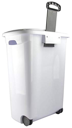 Sterilite Ultra Wheeled Laundry Hamper with Lid, Handle and Wheels for Easy Rolling of Clothes to and from the Laundry Room, Plastic, White, 1-Pack, Portable