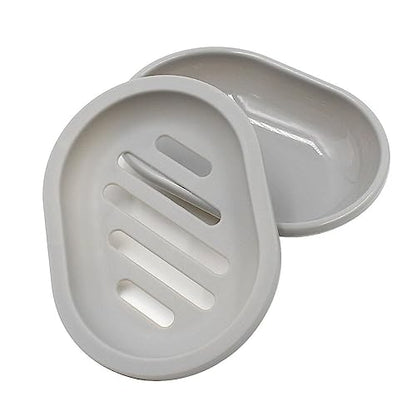 Topsky 4pcs Soap Dish with Drain, Soap Holder, Soap Saver, Easy Cleaning, Dry, Stop Mushy Soap (Grey) - color: Grey 4pcs