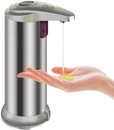Soap Dispenser, Touchless Automatic Soap Dispenser, Infrared Motion Sensor Stainless Steel Hands Free Soap Pump with Waterproof Base for Bathroom and Kitchen