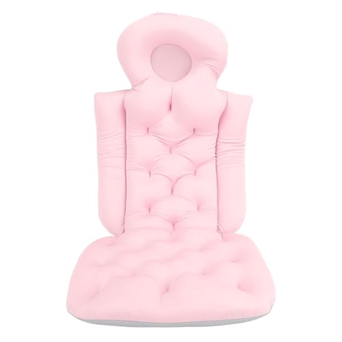 Bathtub Full Body Mat Non Slip Breathable, Soft Supportive Bath Pillow, Comfortable Tub Cushion for Adult, Relaxing Bathing Experience, Lightweight + Antislip, 33.86x14.57in (Pink) - color: Pink