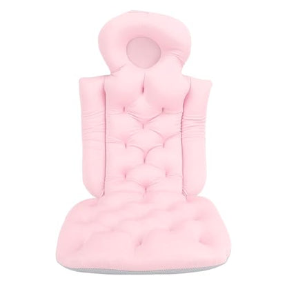 Bathtub Full Body Mat Non Slip Breathable, Soft Supportive Bath Pillow, Comfortable Tub Cushion for Adult, Relaxing Bathing Experience, Lightweight + Antislip, 33.86x14.57in (Pink) - color: Pink