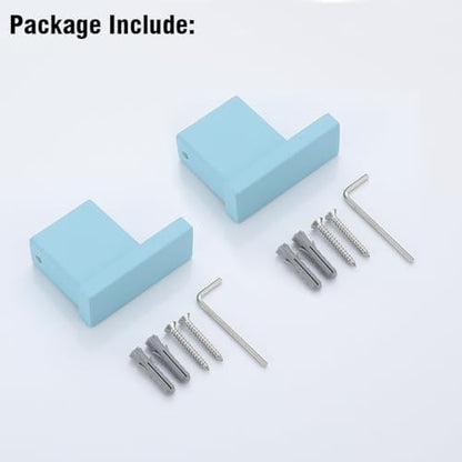 RANDOM Clear Sky Blue Towel Hooks for Bathrooms Square Shower Hooks Stainless Steel Wall Mount Coat Hook.96009-8CKB - color: Single Hook-Clear Sky Blue