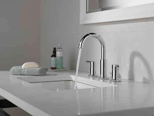 Delta Nicoli Chrome Faucet 3 Hole, 8 Inch Widespread Bathroom Sink Faucet for Vanity, Push-Pop Drain Assembly, Chrome 35749LF