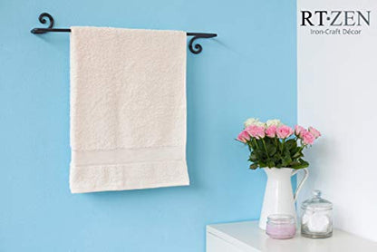 Farmhouse Bathroom Towel Holder Wall Mount, Matte Black Decoration | Wrought Iron Metal Towel Bar Rod, Handmade Home Decor Kitchen Hanger Organizer (24'' - Fits 24 Inch Towels) - size: Large, style: Swirl
