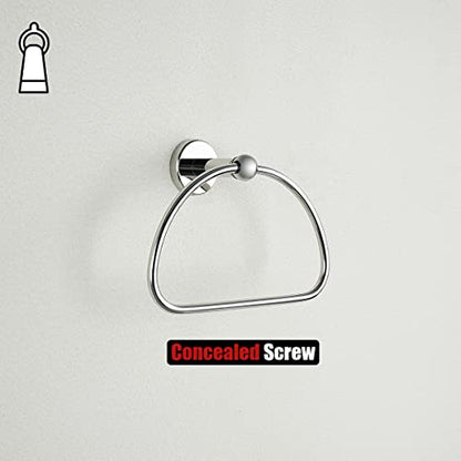 JQK Chrome Towel Ring, Stainless Steel Half Ring Towel Holder for Bathroom, 7 Inch Polished Chrome Wall Mount, TR160-CH - color: Chrome